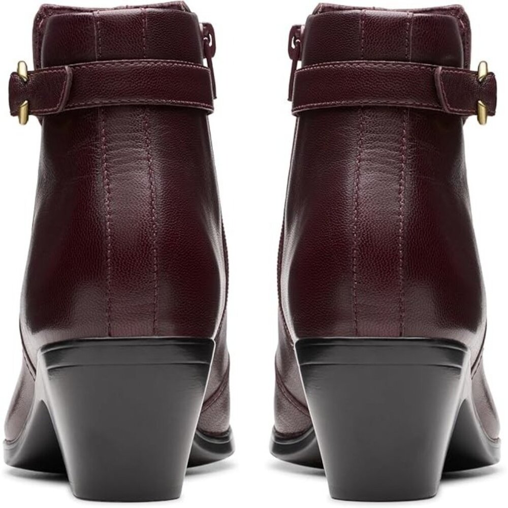 Clarks Womens Emily 2 Belle Ankle Boots Wine Leather 7.5M MSRP $140 - Picture 6 of 6